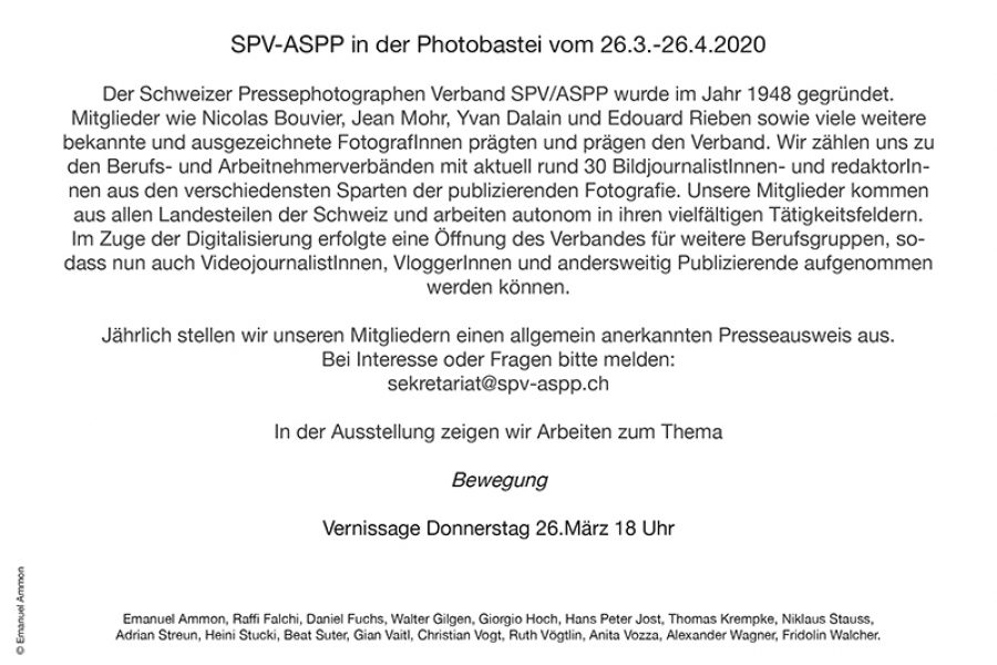 SPV-ASPP in der Photobastei ABGESAGT